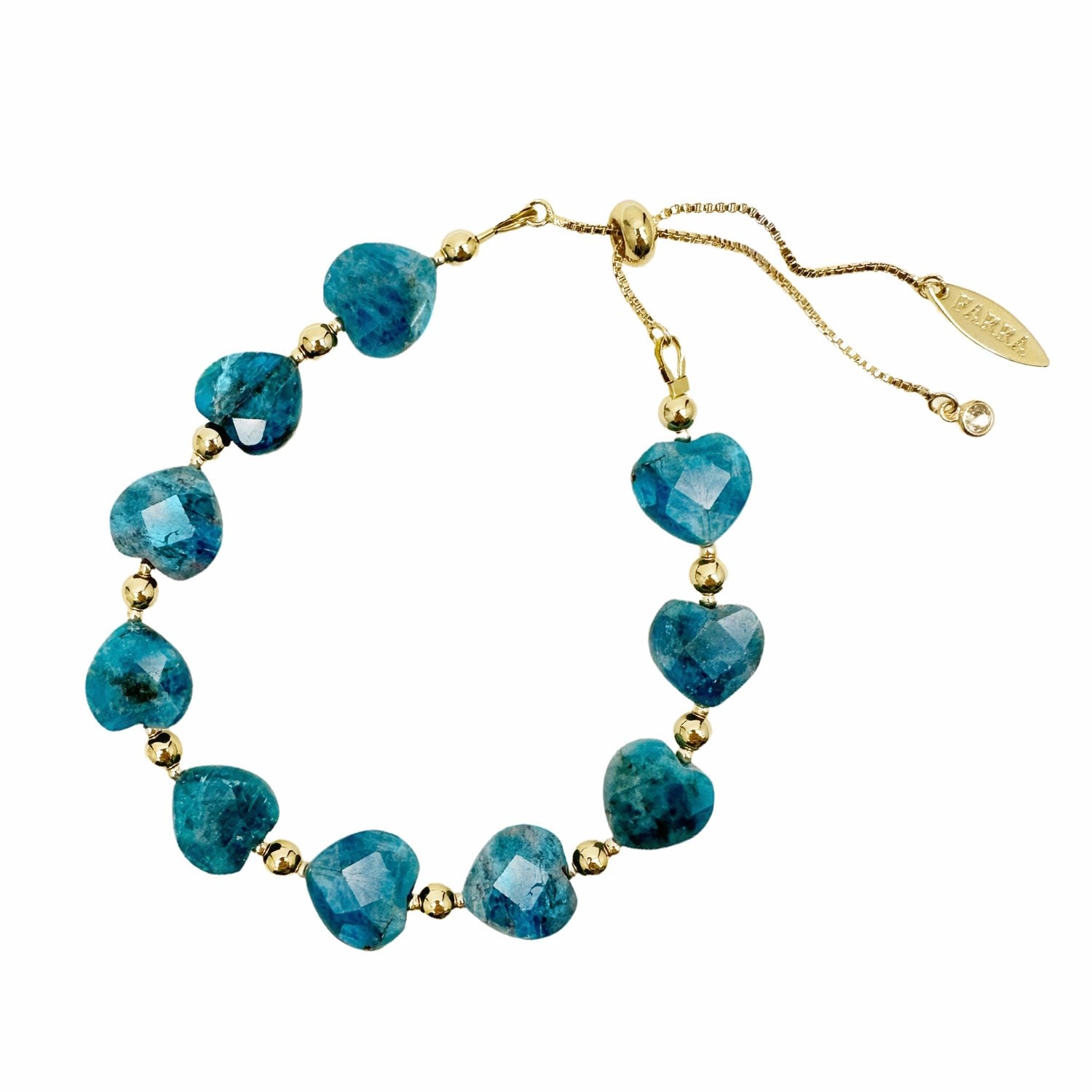 Heart-Shaped Blue Apatite Adjustable Bracelet