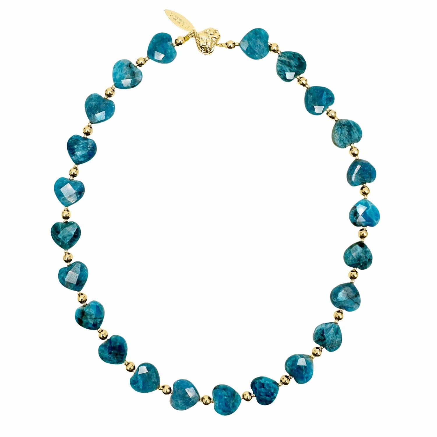 Heart-Shaped Blue Apatite Gemstone Choker Necklace