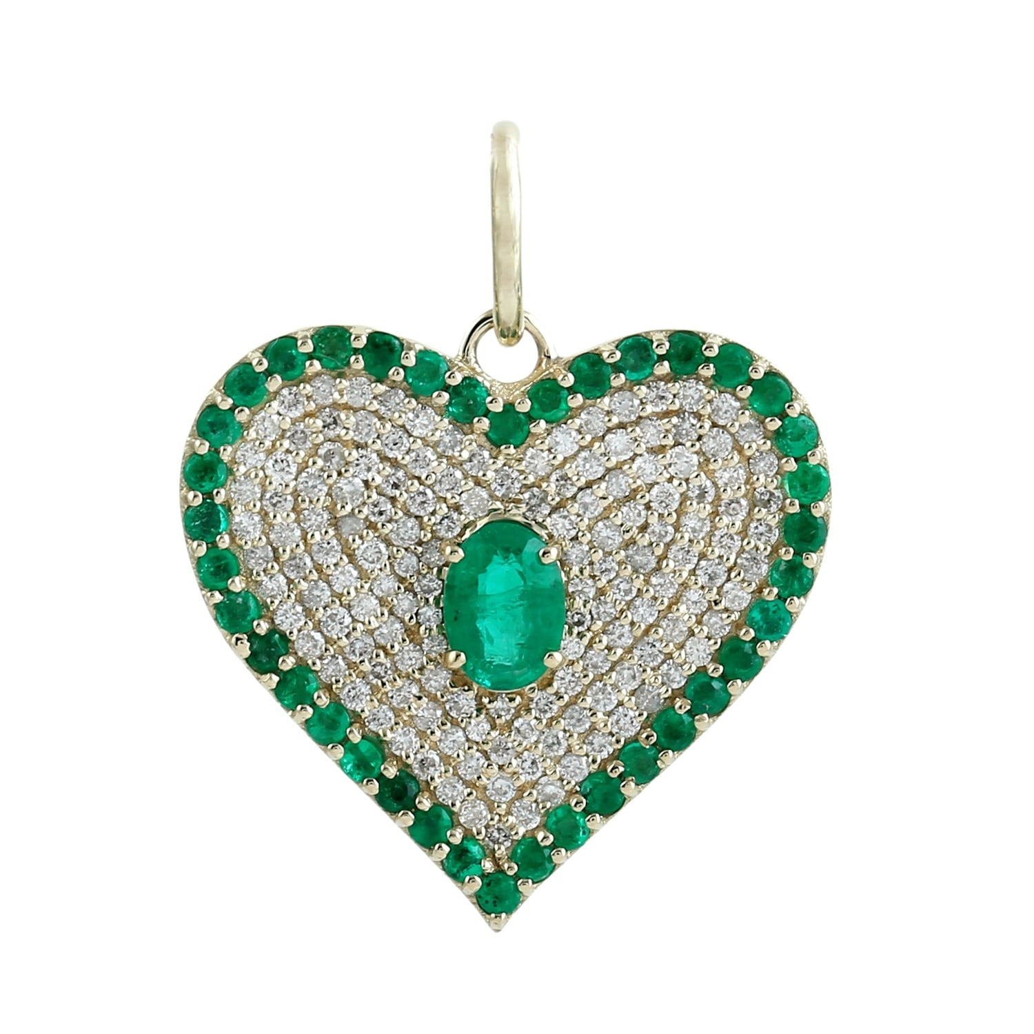 Heart-Shaped Emerald Center Diamond Pendant In Gold – Romantic Luxury Jewelry