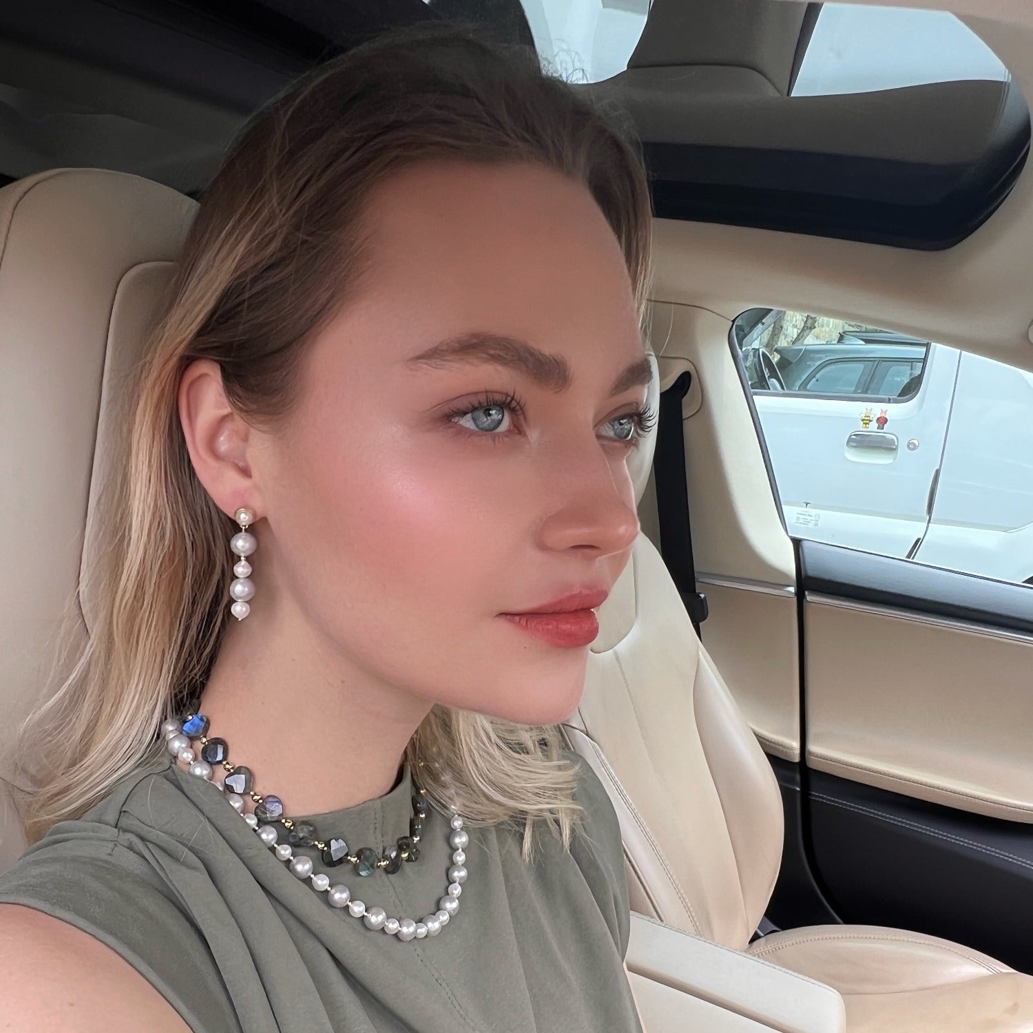 Heart Shaped Labradorite Choker Necklace