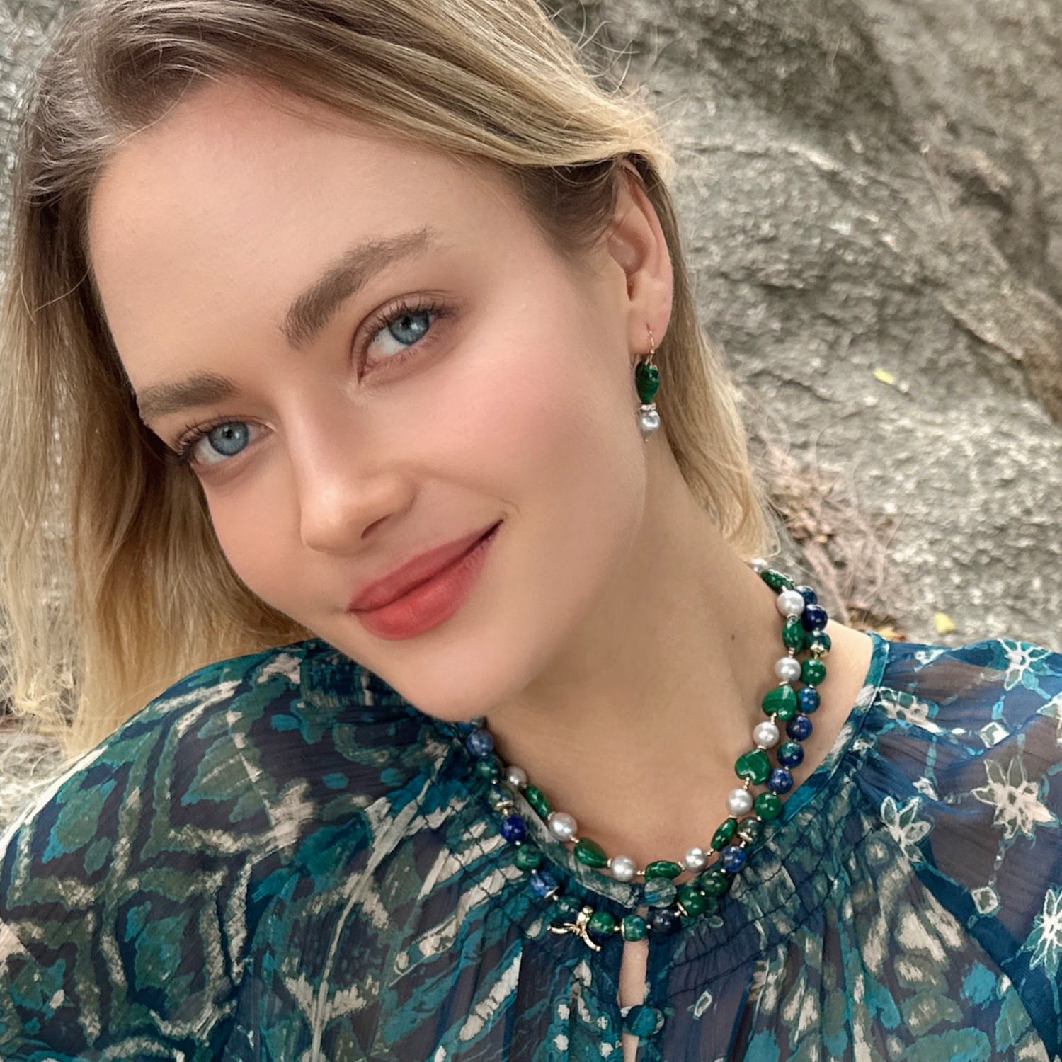 Heart-Shaped Malachite With Gray Freshwater Pearls Statement Necklace