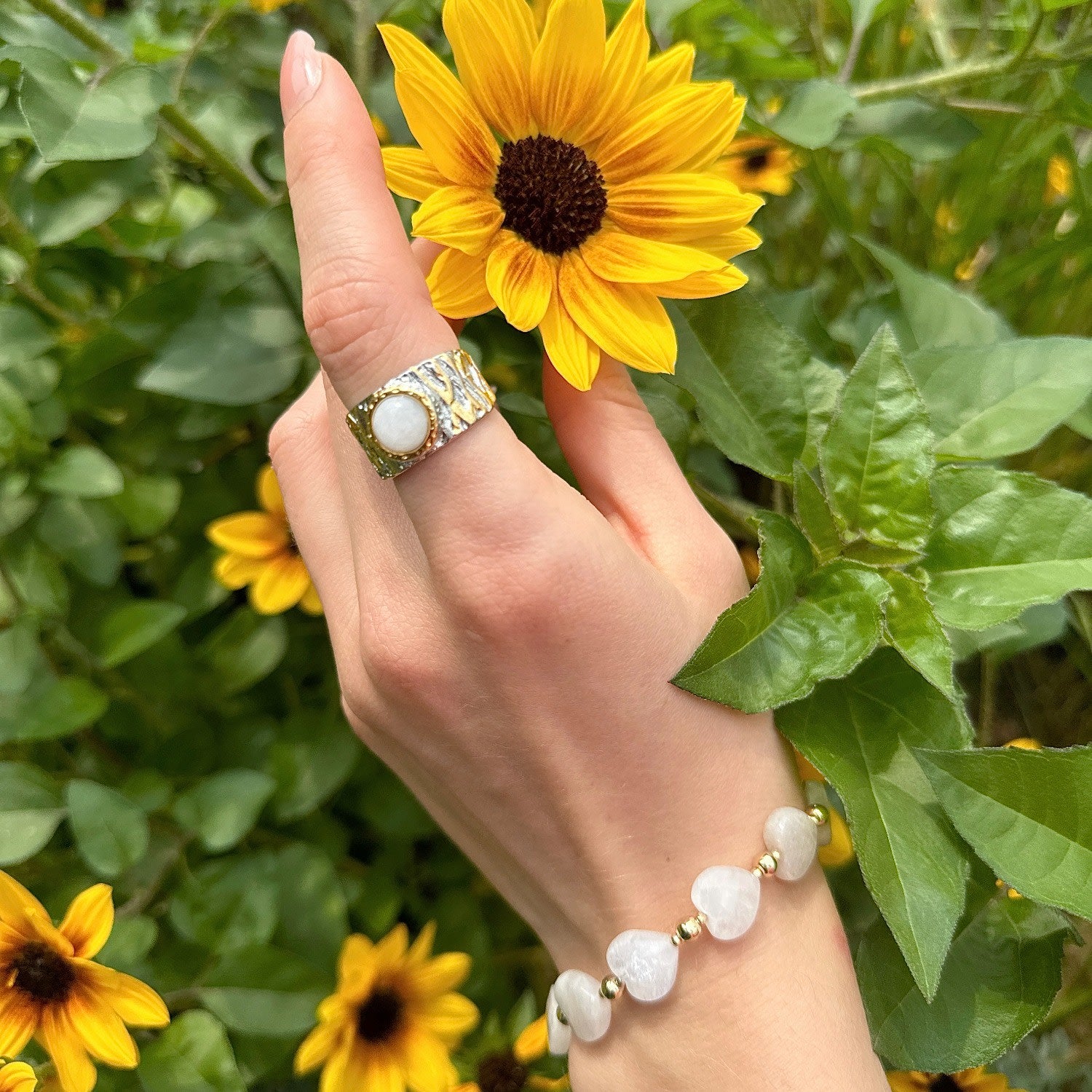 Heart Shaped Moonstone Adjustable Bracelet