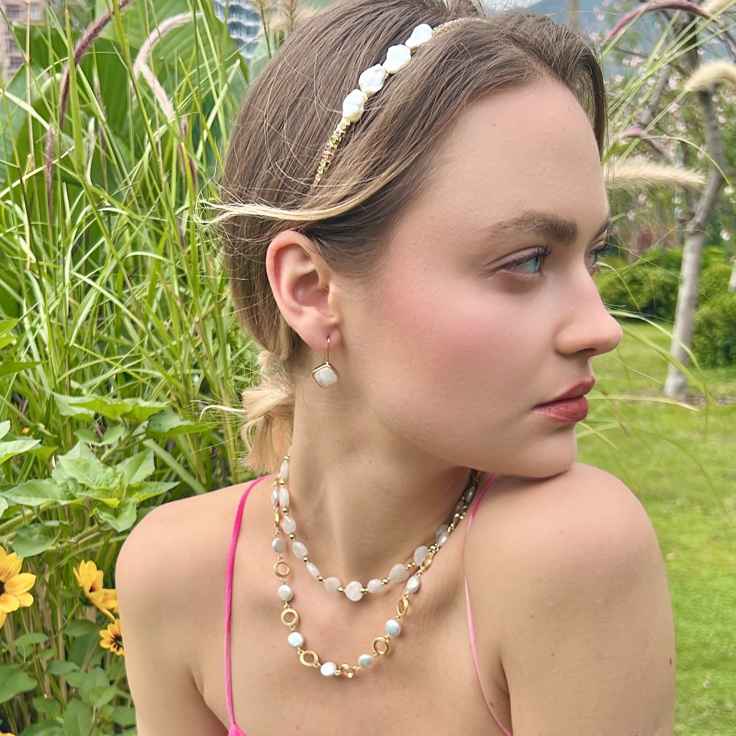 Heart-Shaped Moonstone Choker Necklace