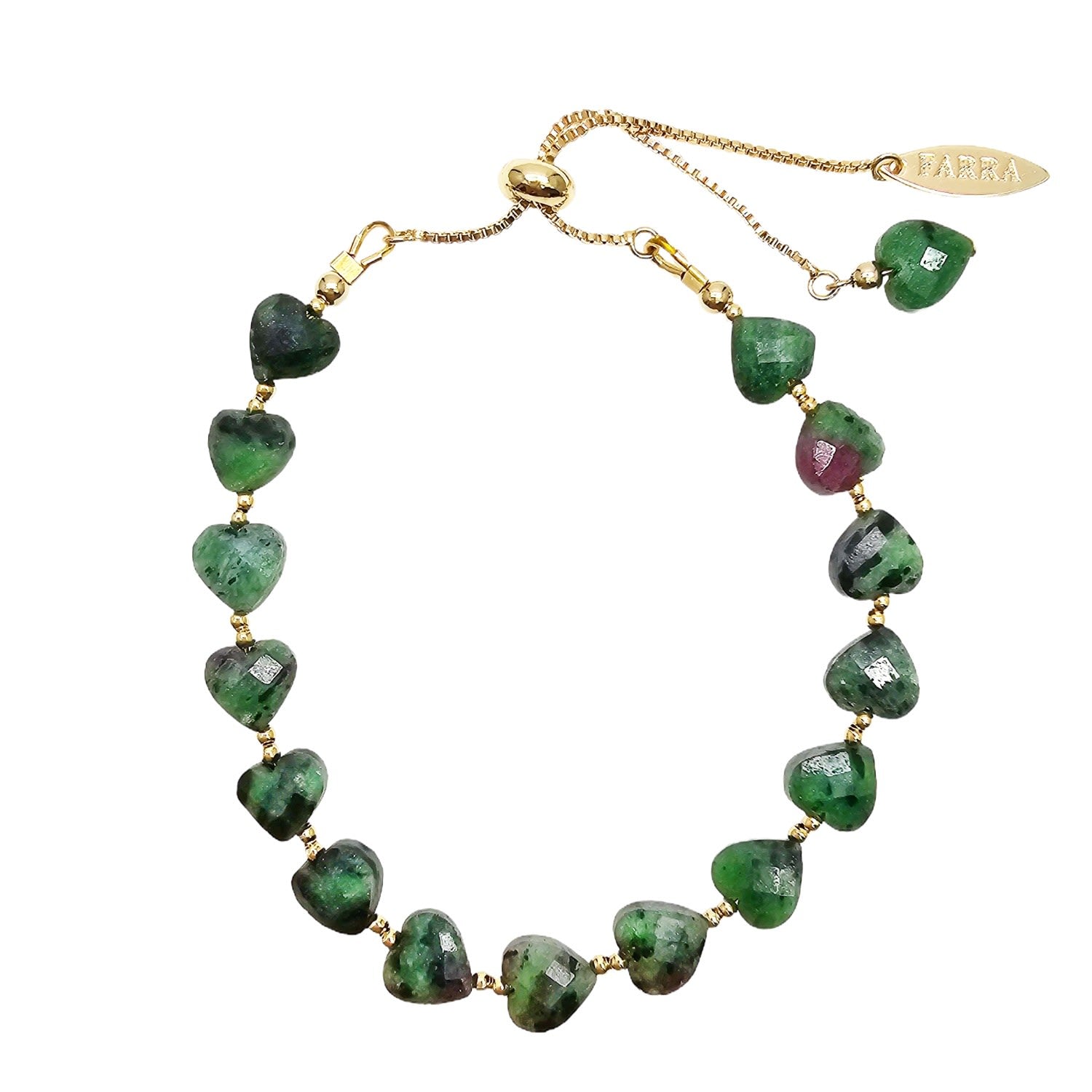 Heart Shaped Zoisite Gemstone Adjustable Bracelet