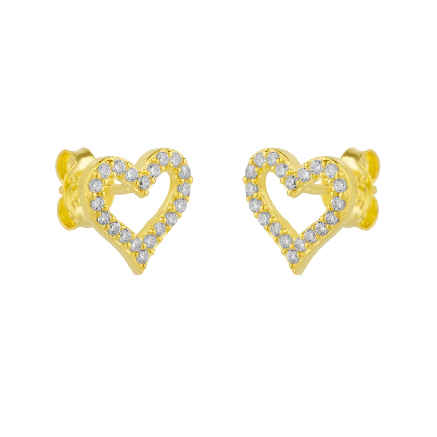 Heart Sterling Silver Stud Earrings - Gold