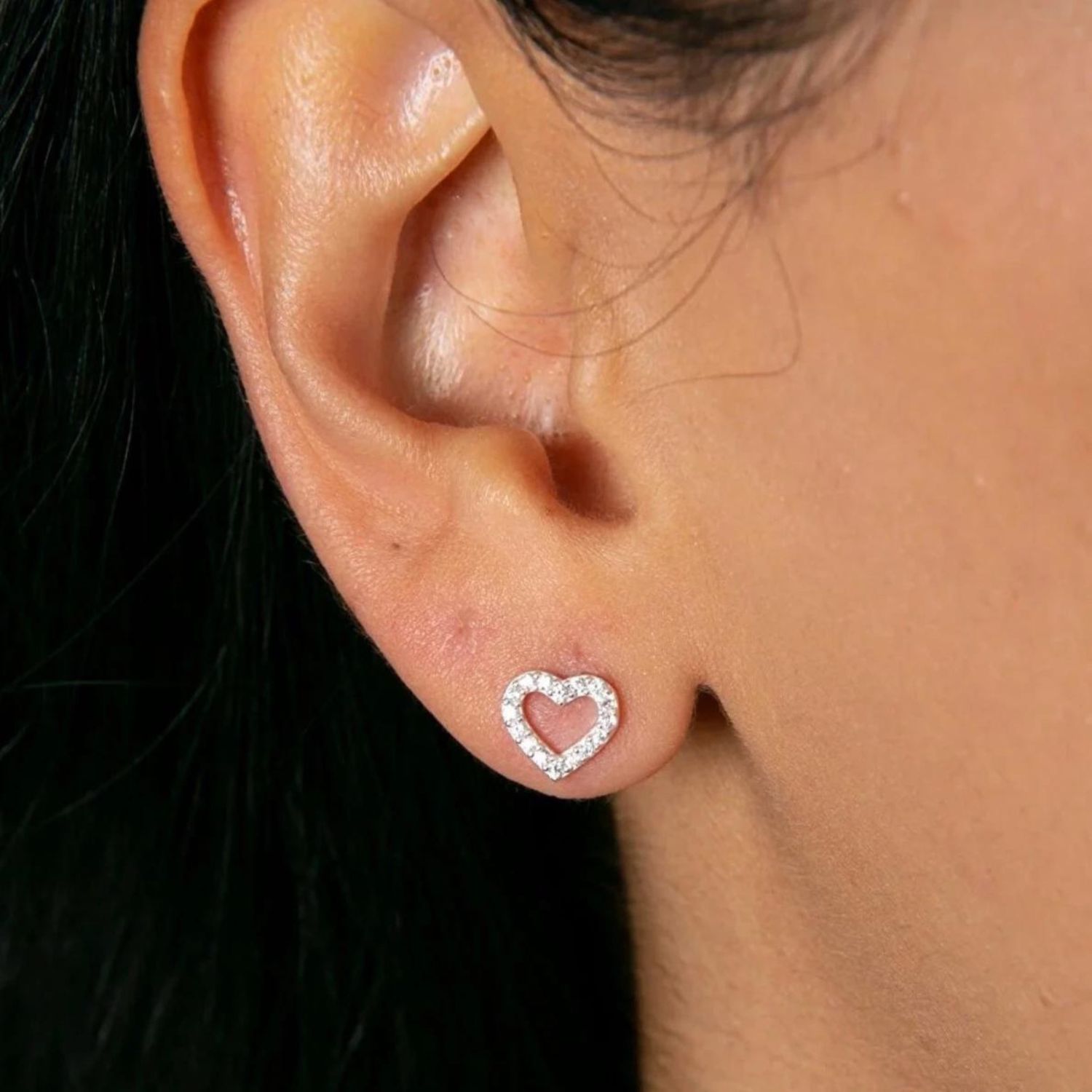Heart Sterling Silver Stud Earrings - Rose Gold