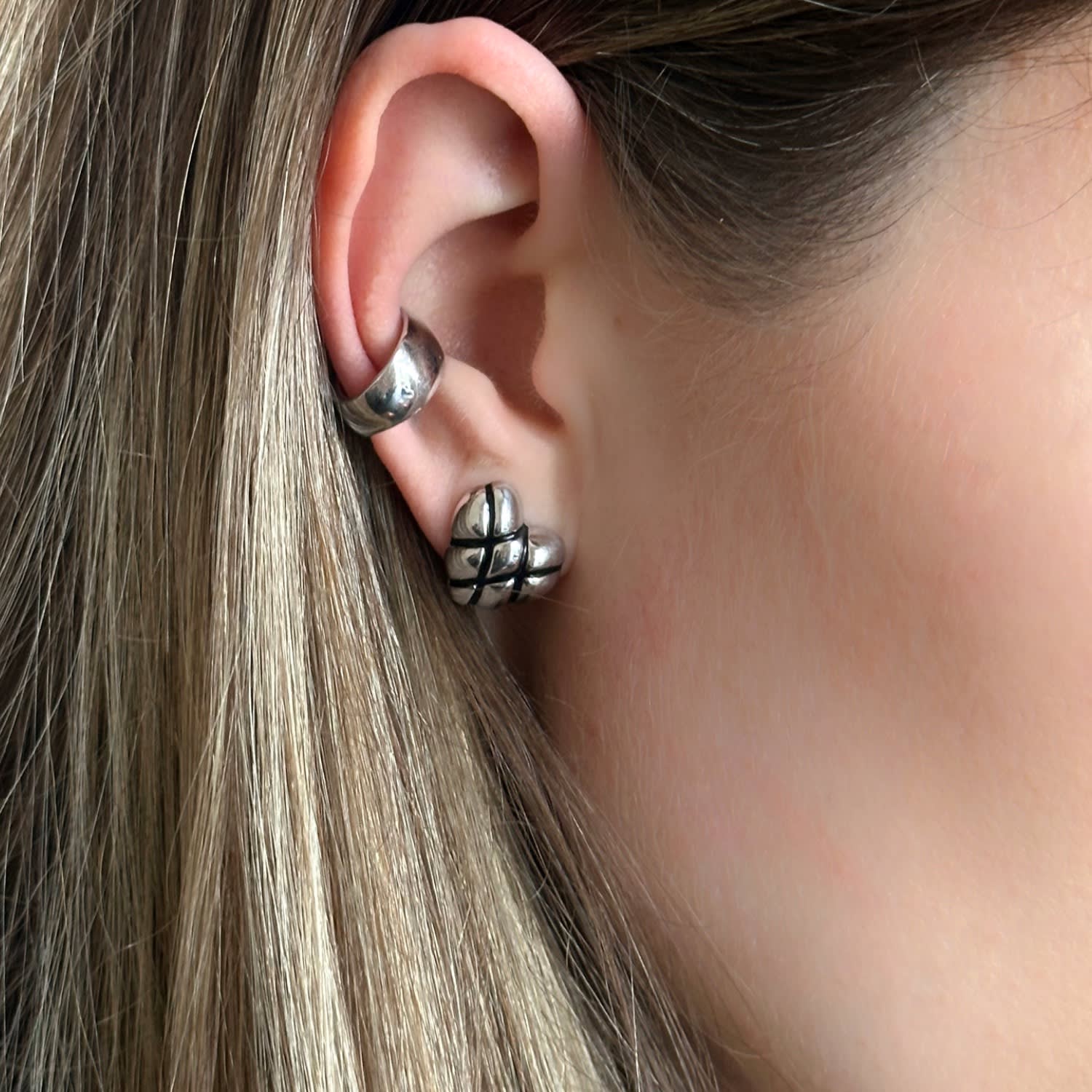 Heart Stud Earrings Silver