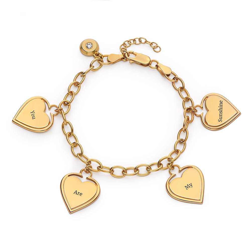 Heart-to-Heart Engravable Bracelet in Gold Plating with Diamond