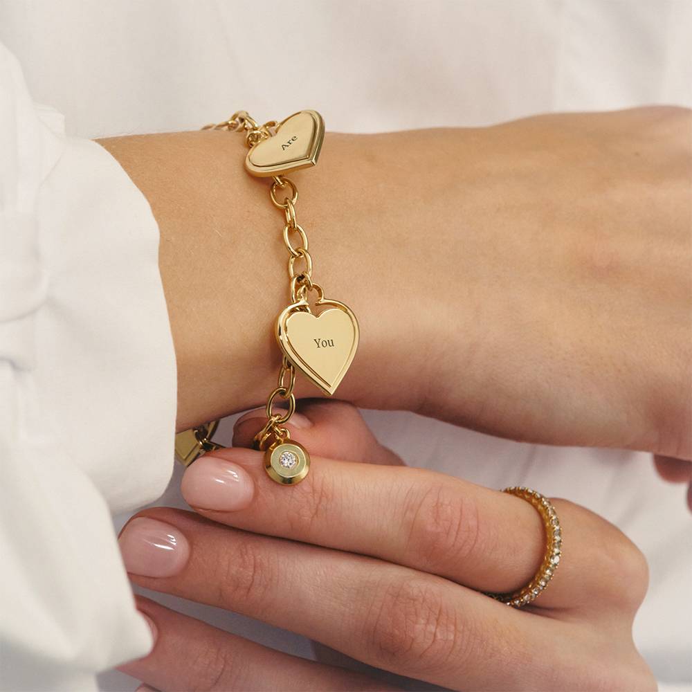 Heart-to-Heart Engravable Bracelet in Gold Vermeil with Diamond