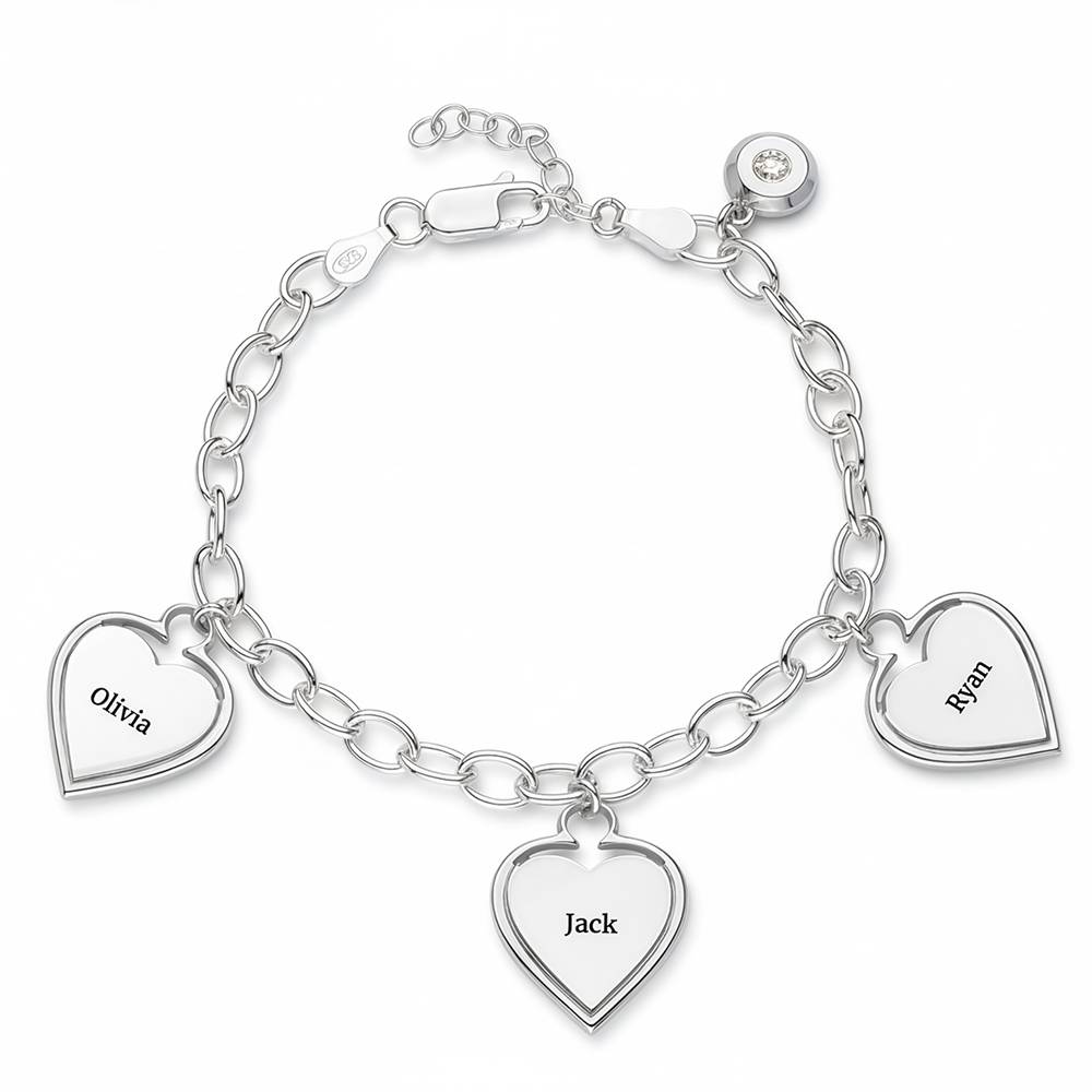 Heart-to-Heart Engravable Bracelet in Sterling Silver with Diamond