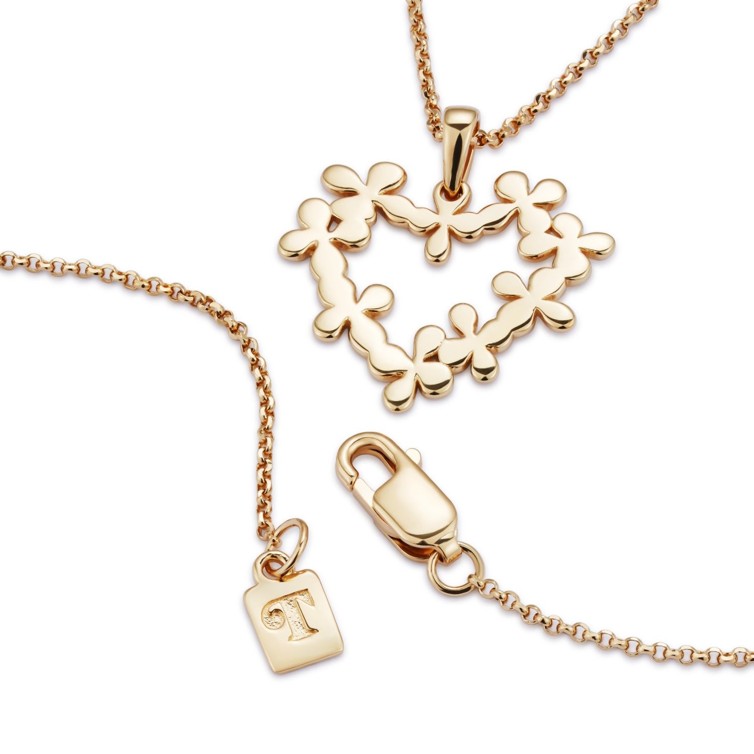 Hearts In Flowers Necklace- Gold