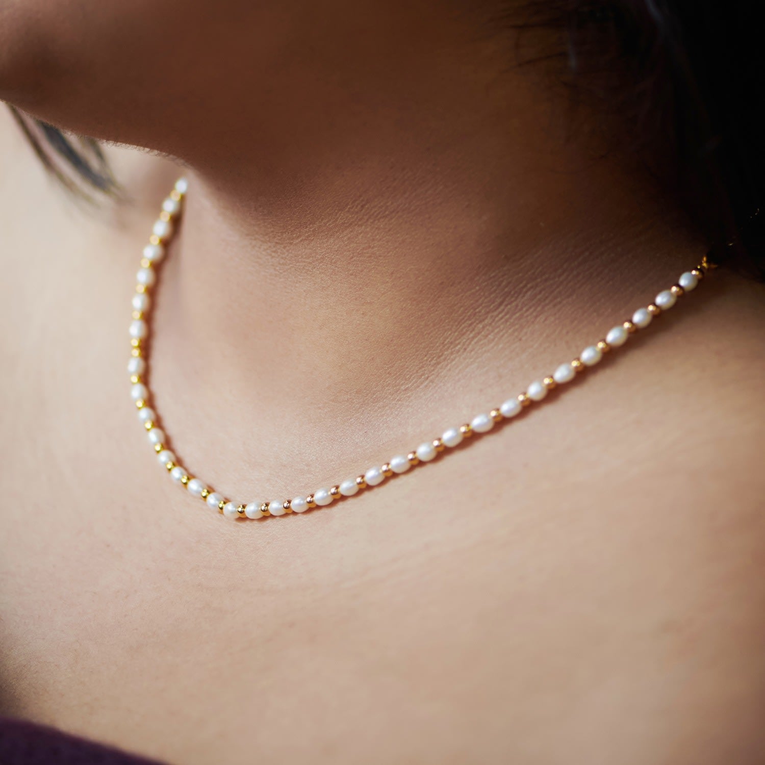 Hedjet Gold Vermeil Pearl Short Layering Necklace