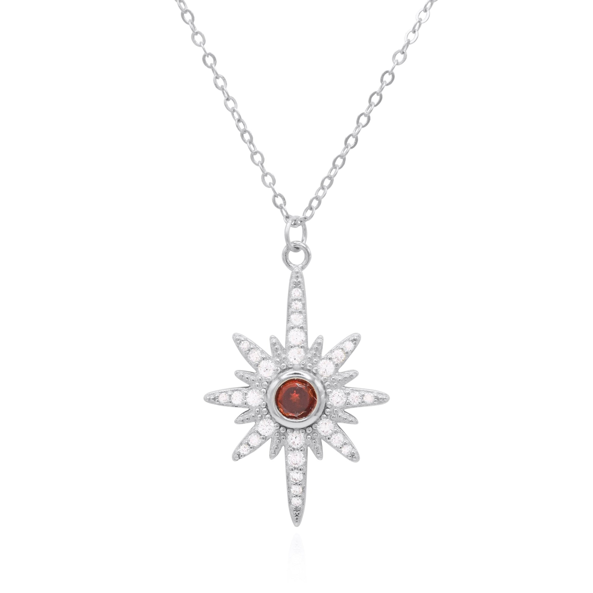 Heidi North Star Birthstone Necklace Silver January