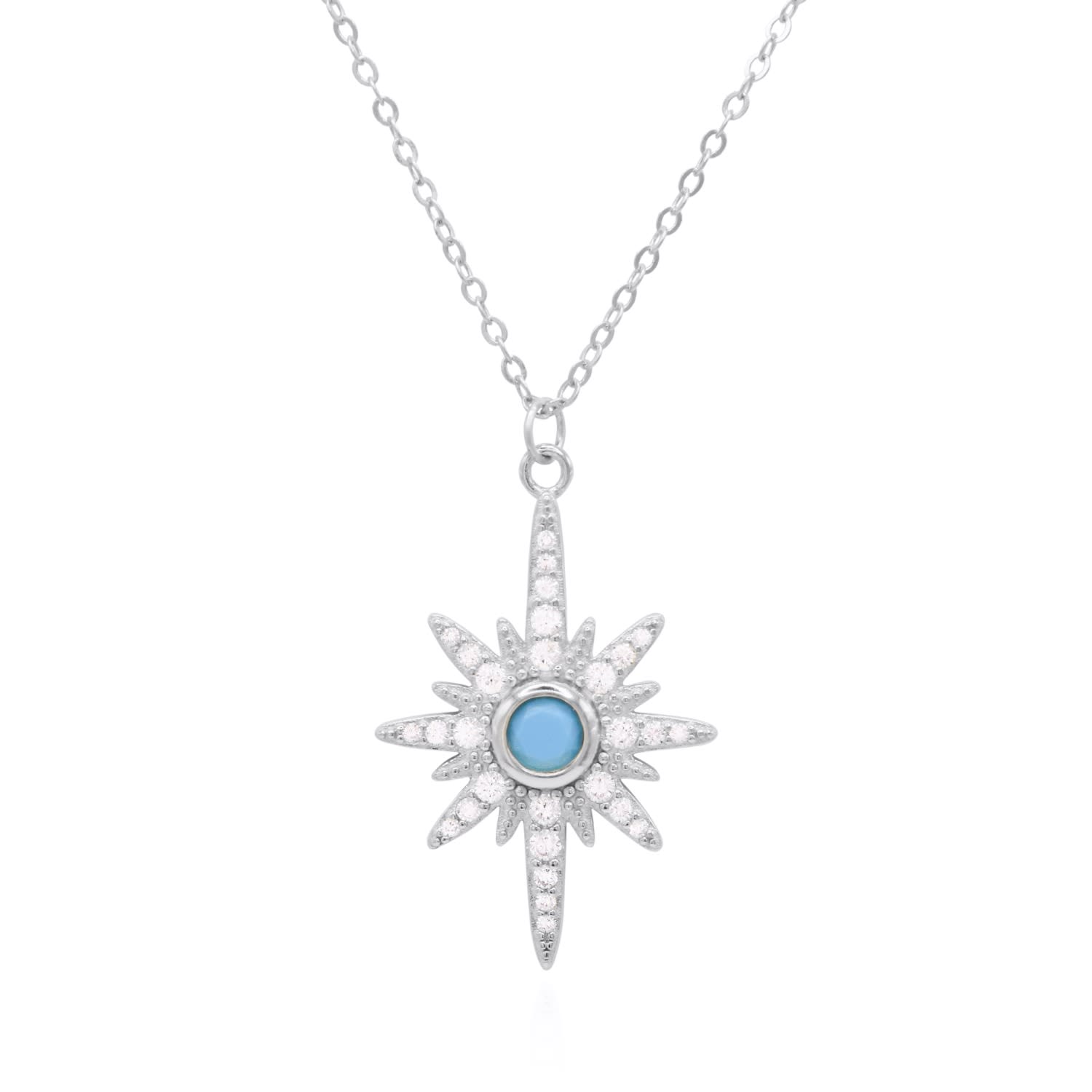 Heidi North Star Birthstone Necklace Silver December