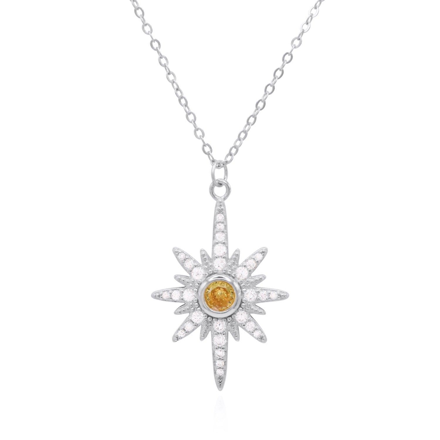 Heidi North Star Birthstone Necklace Silver November