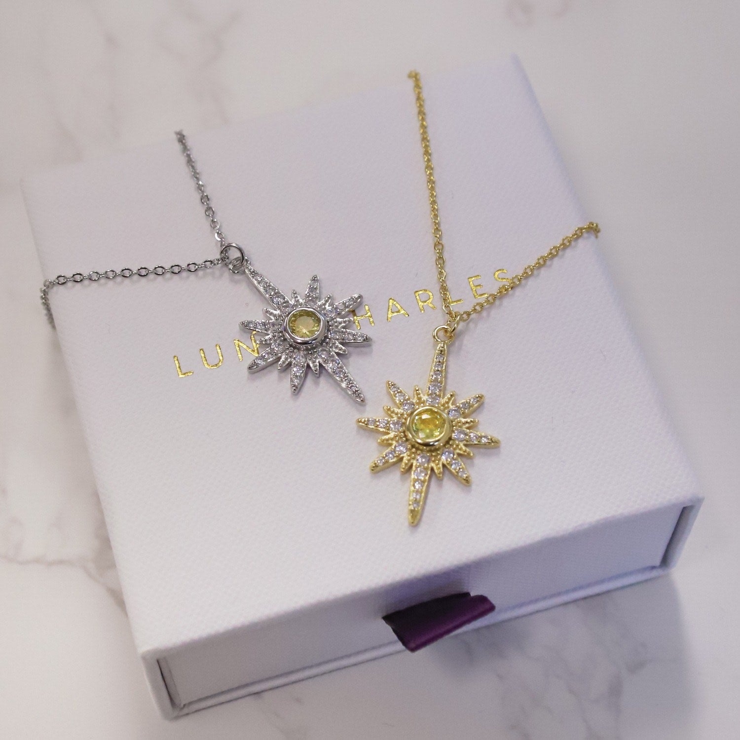 Heidi North Star Birthstone Necklace Silver November