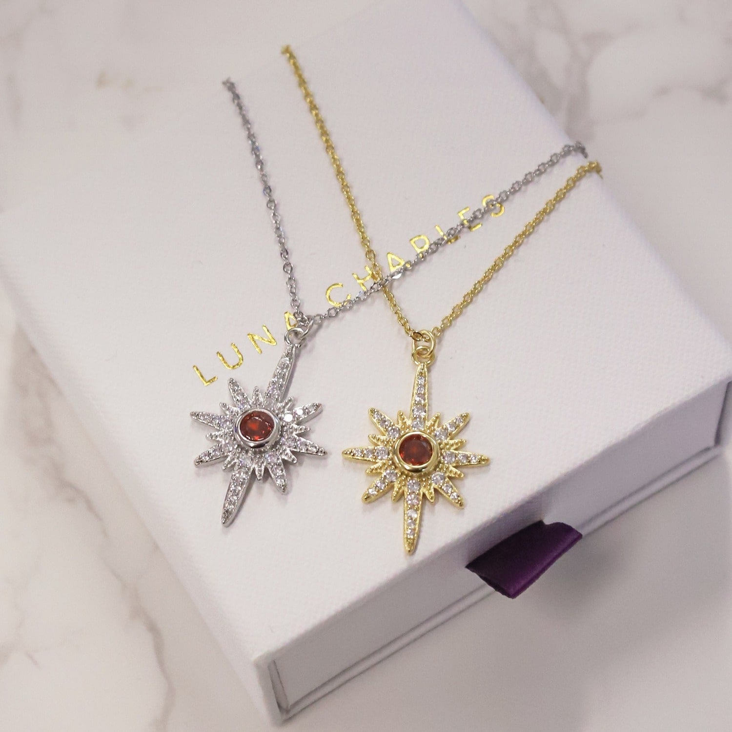 Heidi North Star Birthstone Necklace Sterling Silver July