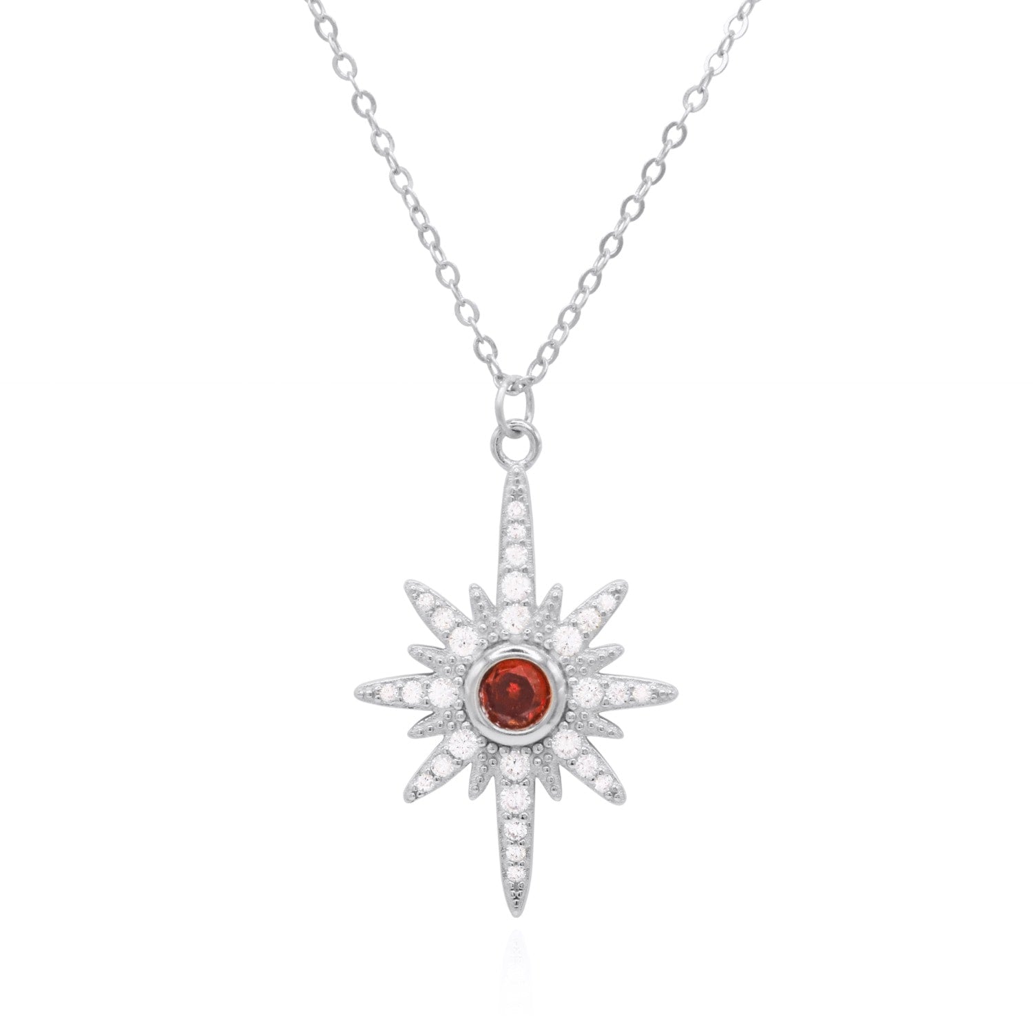 Heidi North Star Birthstone Necklace Sterling Silver July