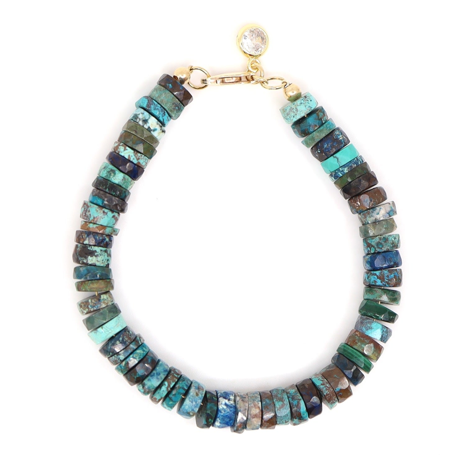 Heishi Cut Chrysocolla Beaded Bracelet