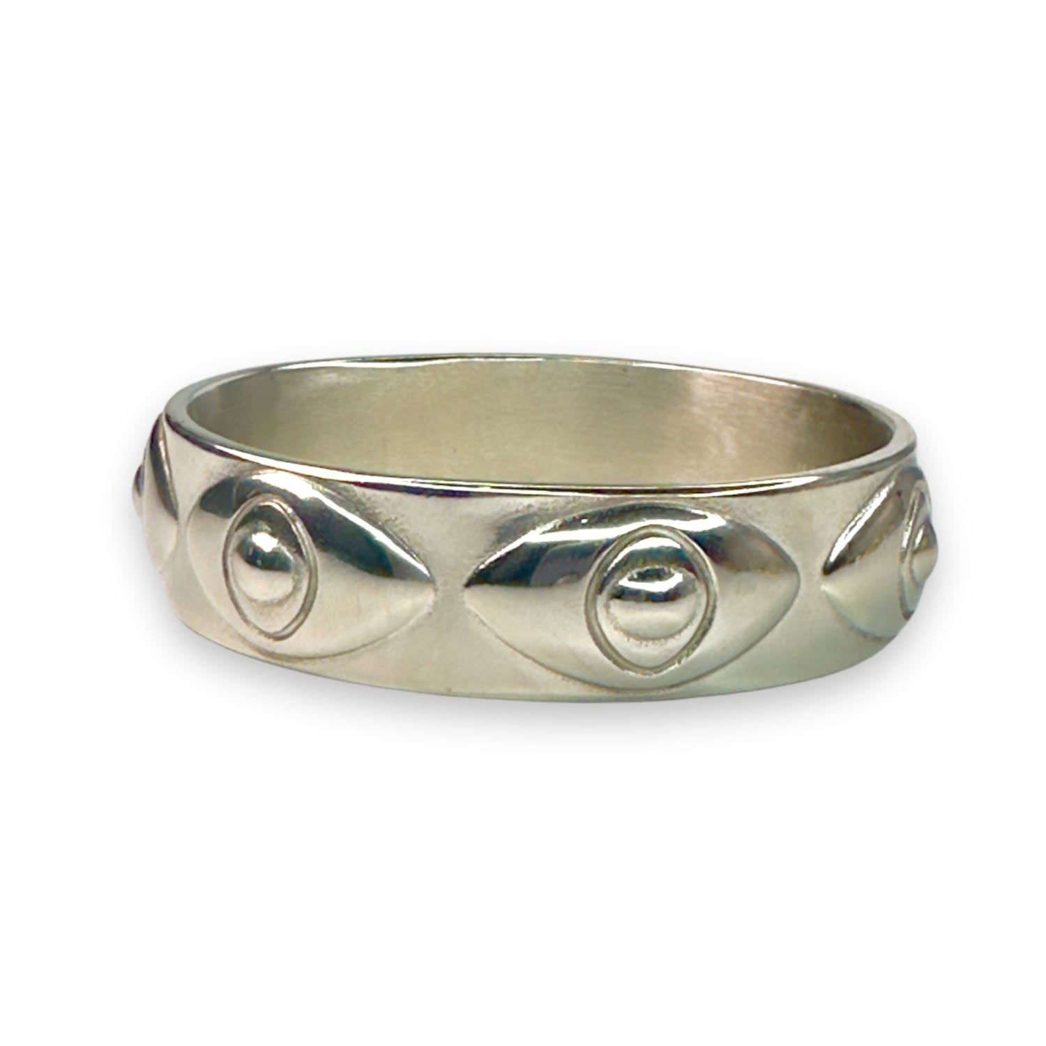 Athena Evil Eye Bangle White Gold
