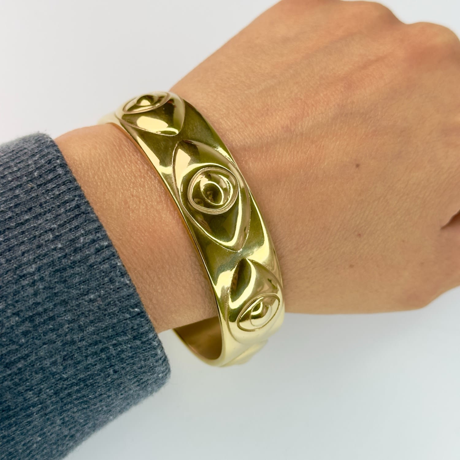 Athena Evil Eye Bangle Yellow Gold