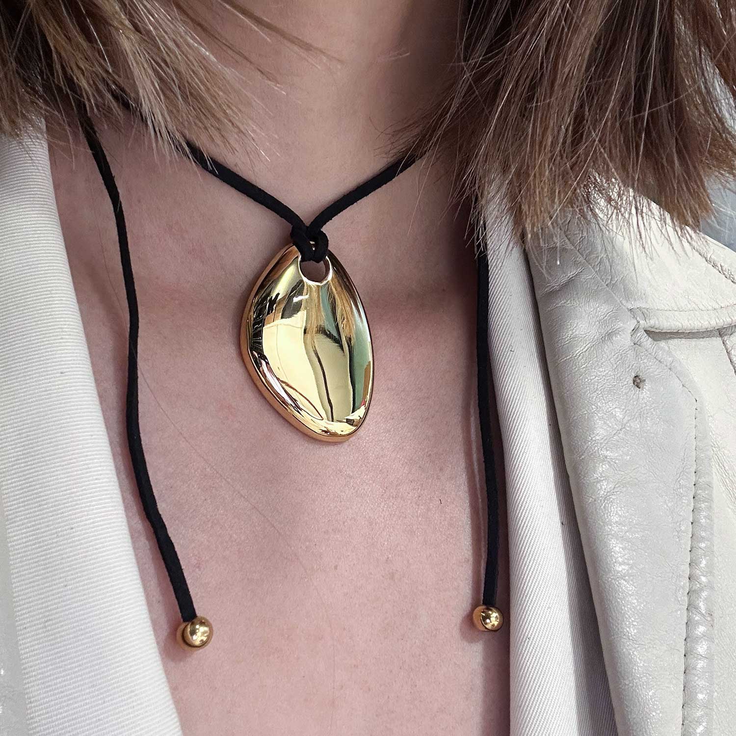 Helena Gold Cord Vegan Leather Necklace