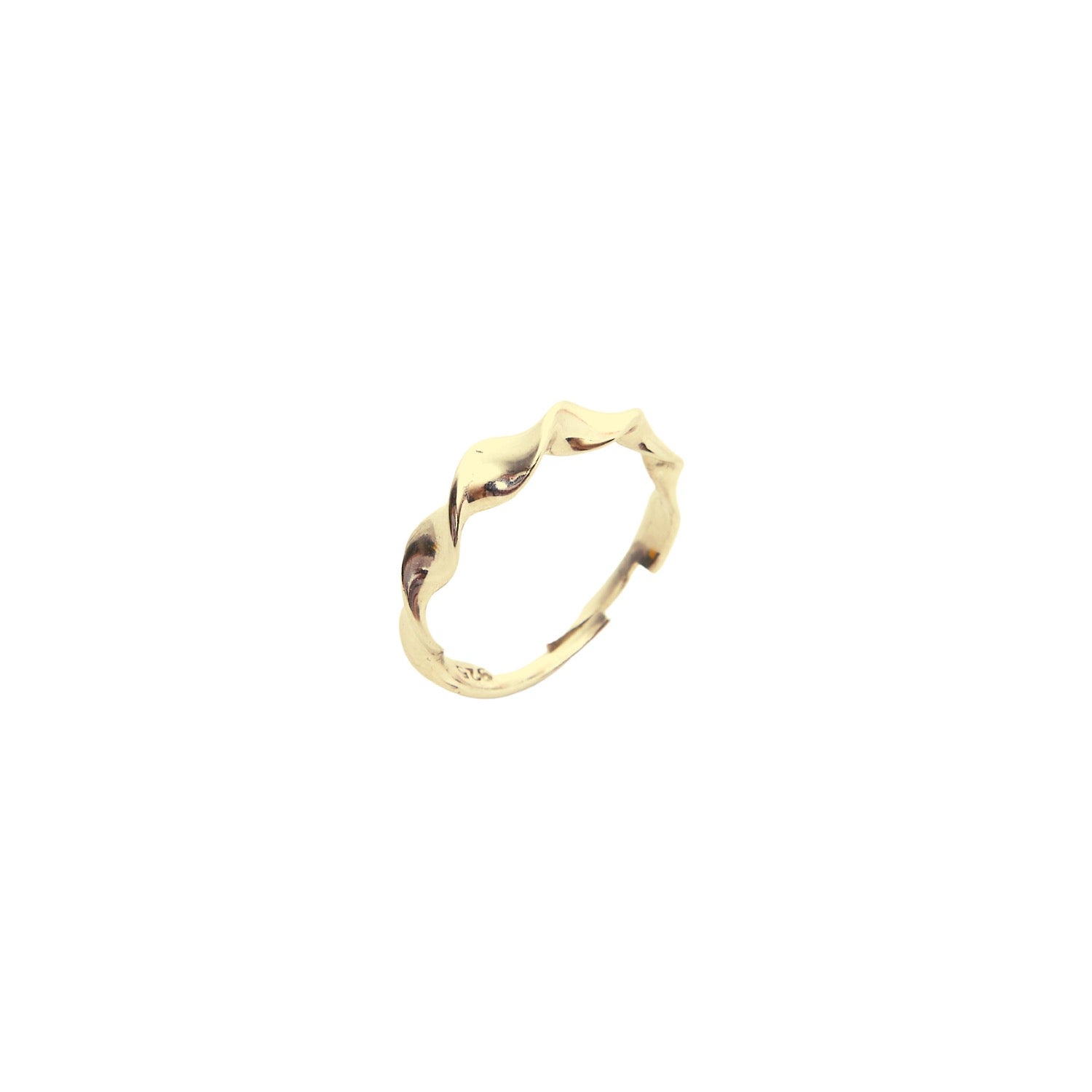 Helical Sterling Silver Ring Lightly Twisted Ring - Gold