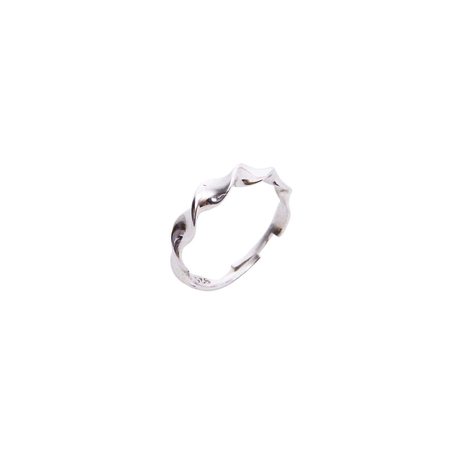 Helical Sterling Silver Ring Lightly Twisted Ring - Silver