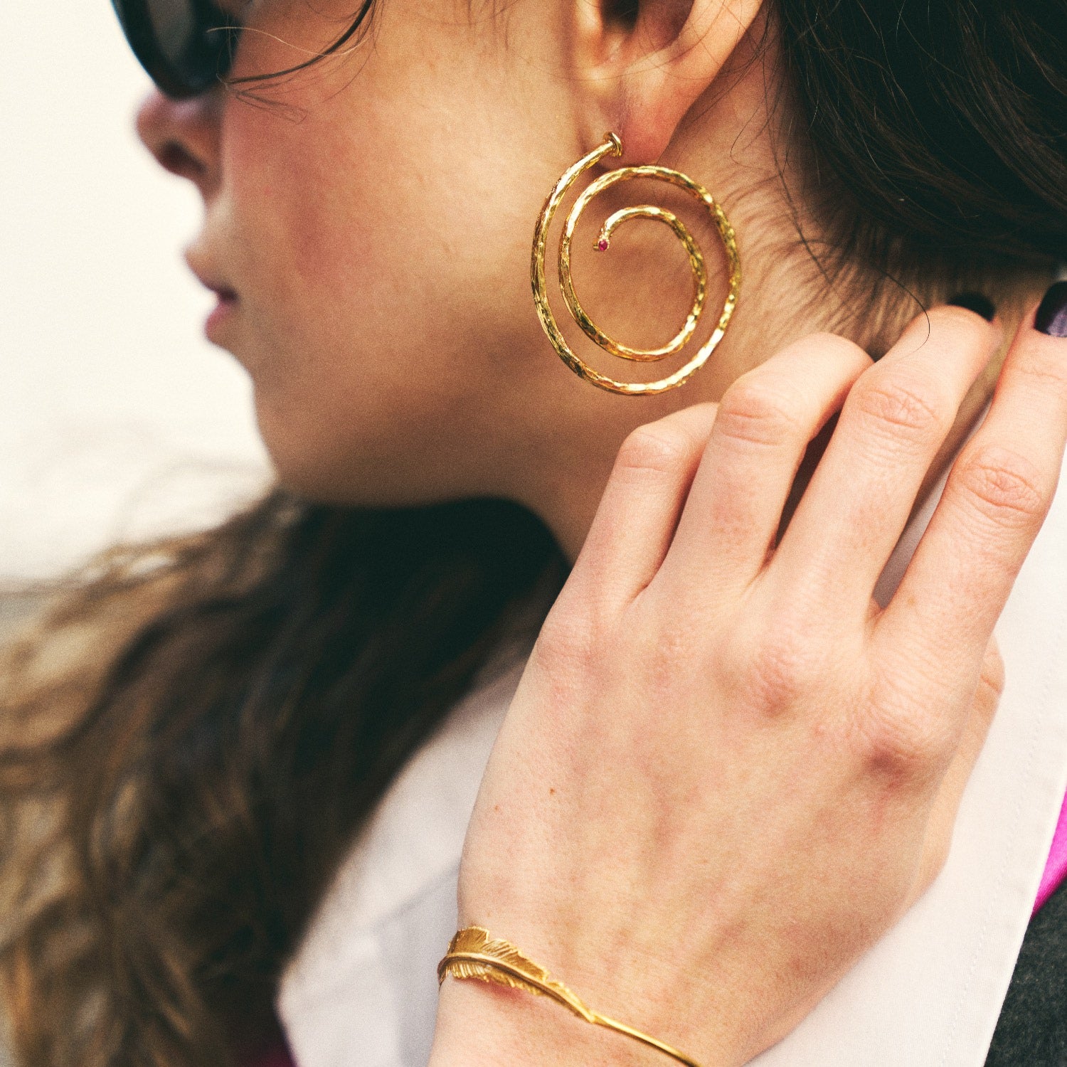 Helispheric - Hammered Earrings 24K Gold Plated