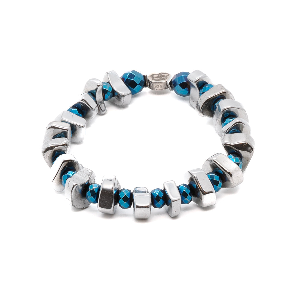 Nugget Hematite Energy Beaded Bracelet -Silver