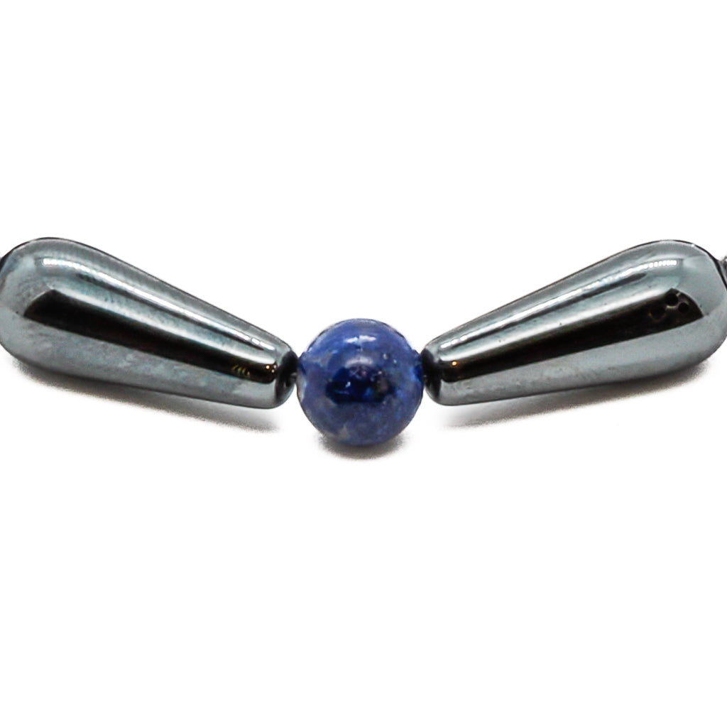 Hematite Energy Stone Swarovski Crystal Beaded Bracelet - Blue