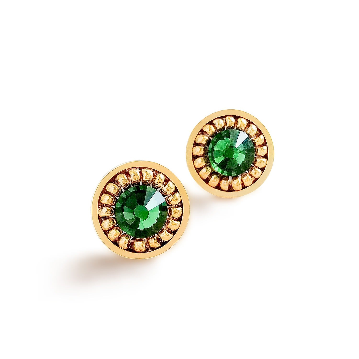 Vintage Sparkle Stud Earrings - Emerald