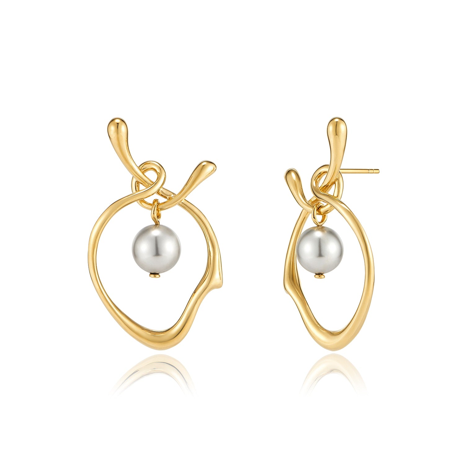 Heradi Wave Pearl Gold Earrings