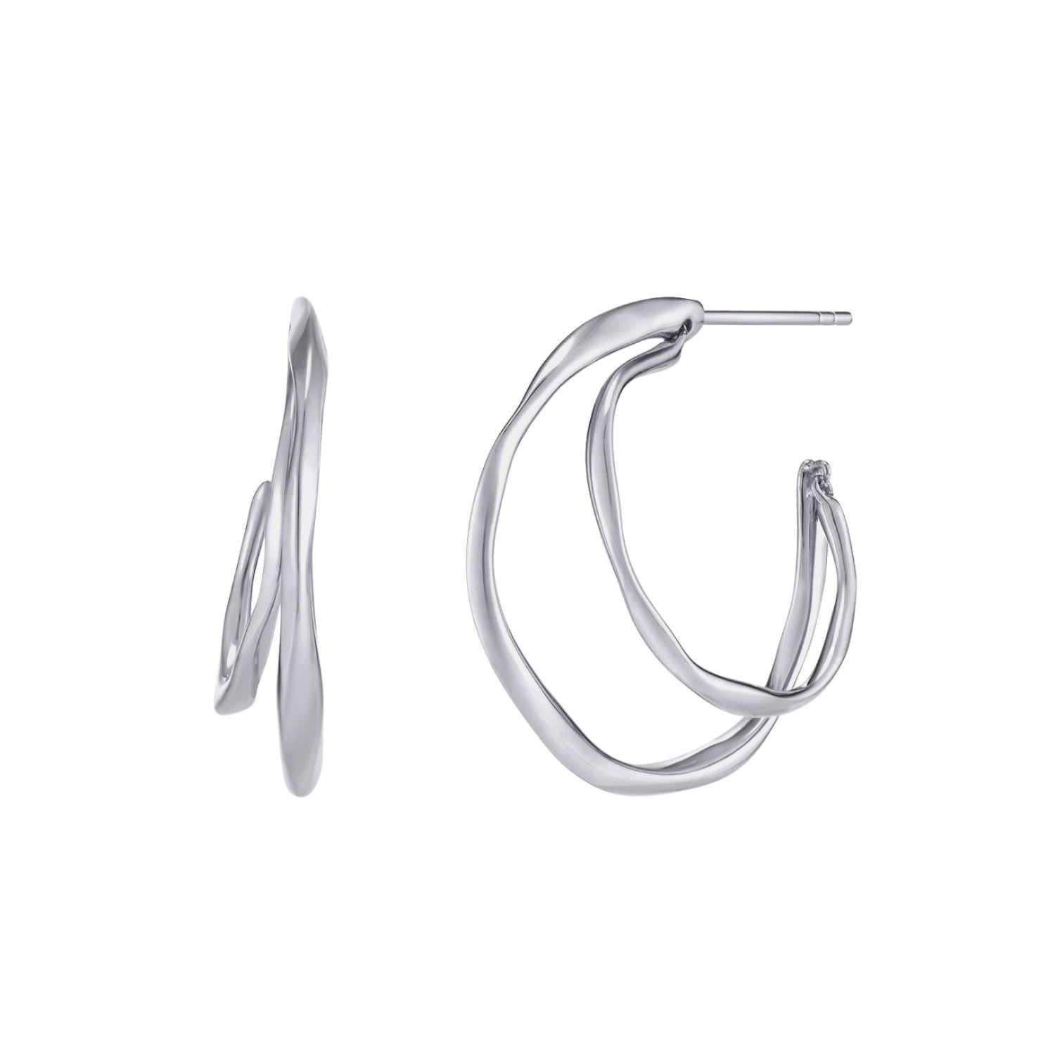 Heradi Wave White Gold Hoops