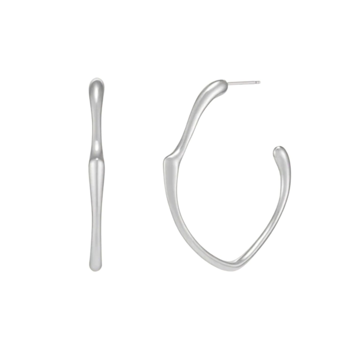 Heradi Wave White Gold Hoop Earrings