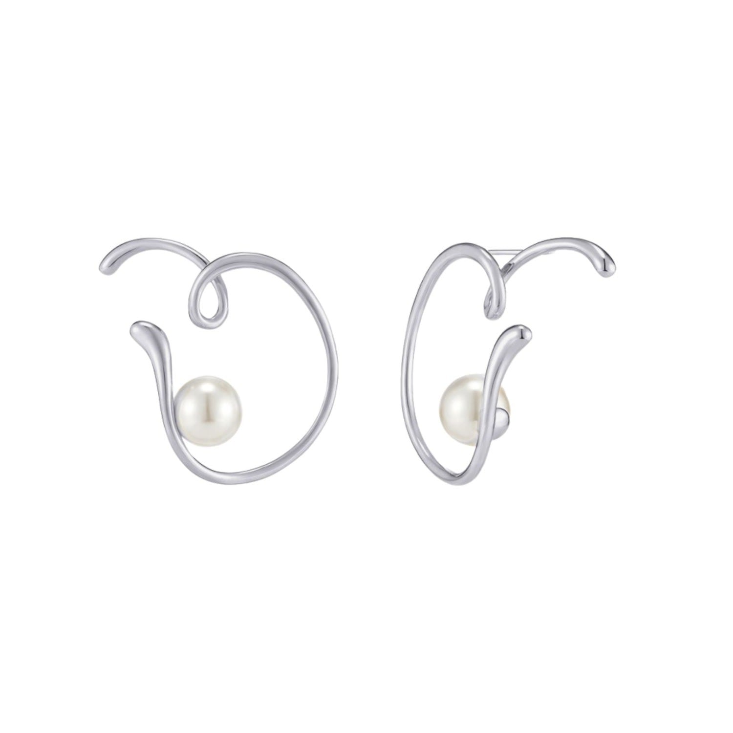 Heradi Wave Two White Gold Earrings