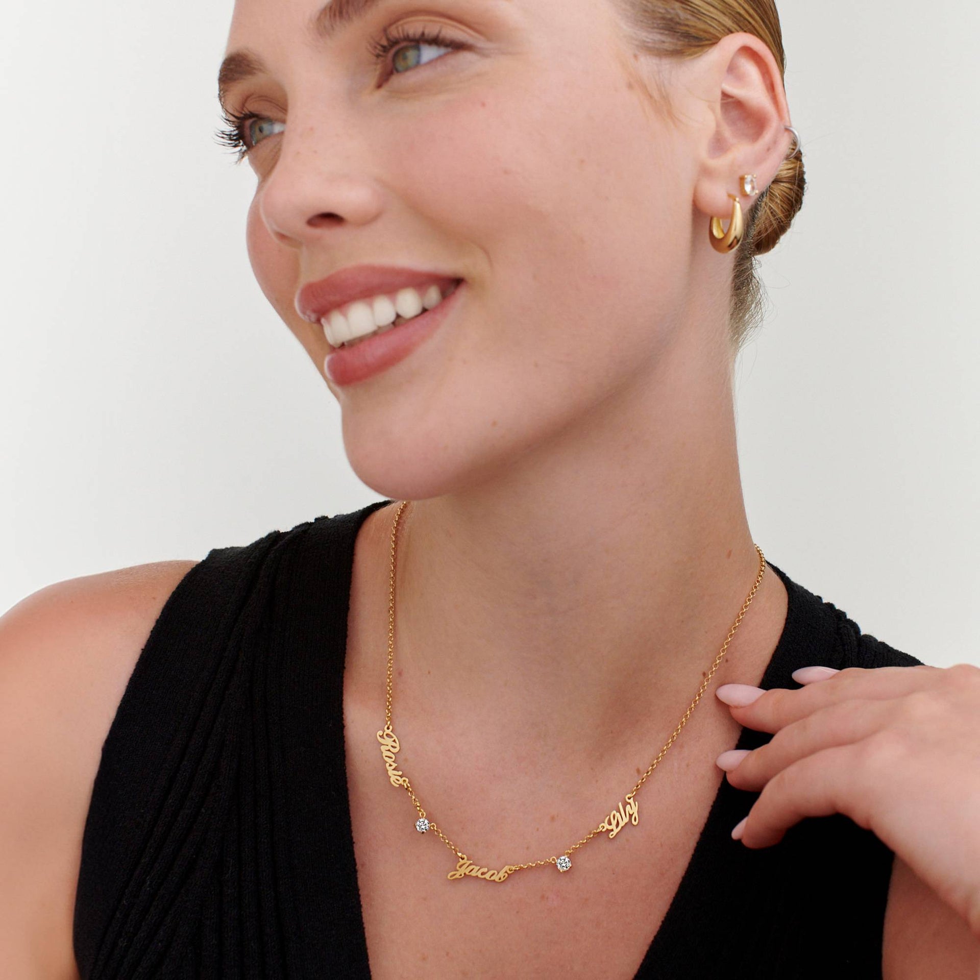 Heritage 0.30CT Diamond Multiple Name Necklace in 18K Gold Plating