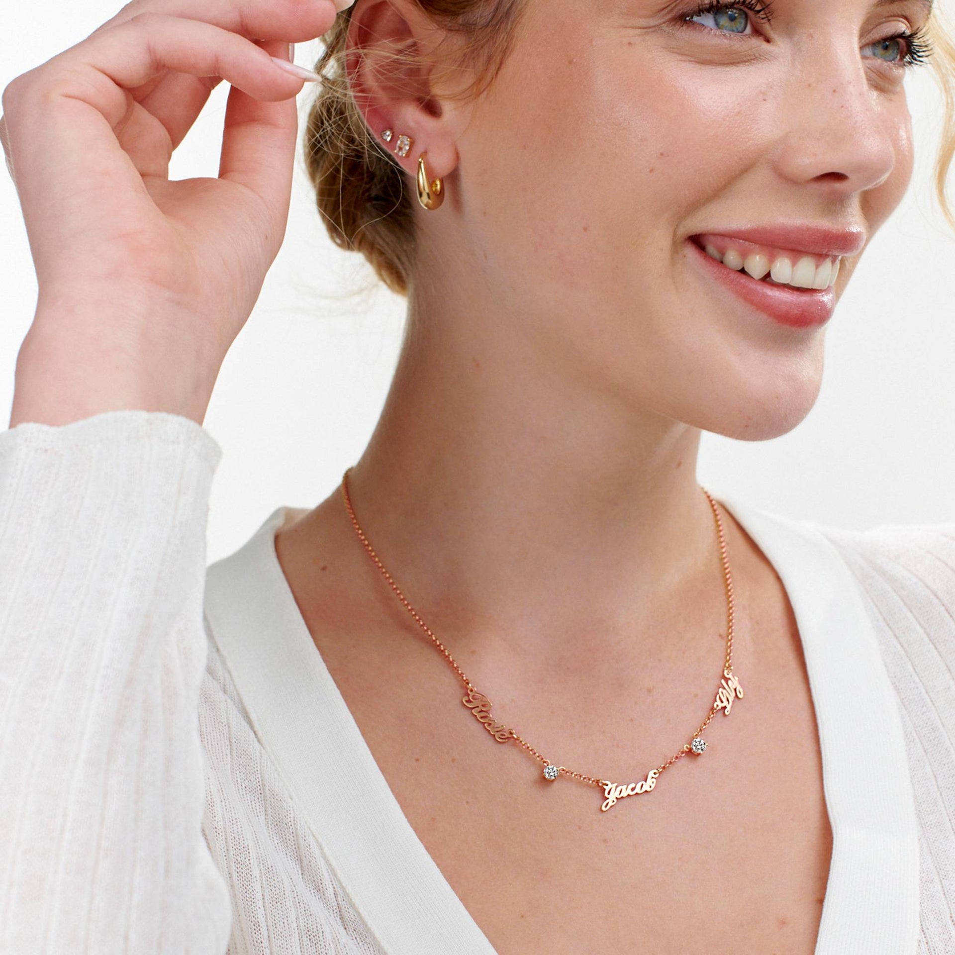 Heritage 0.30CT Diamond Multiple Name Necklace in 18K Rose Gold Plating