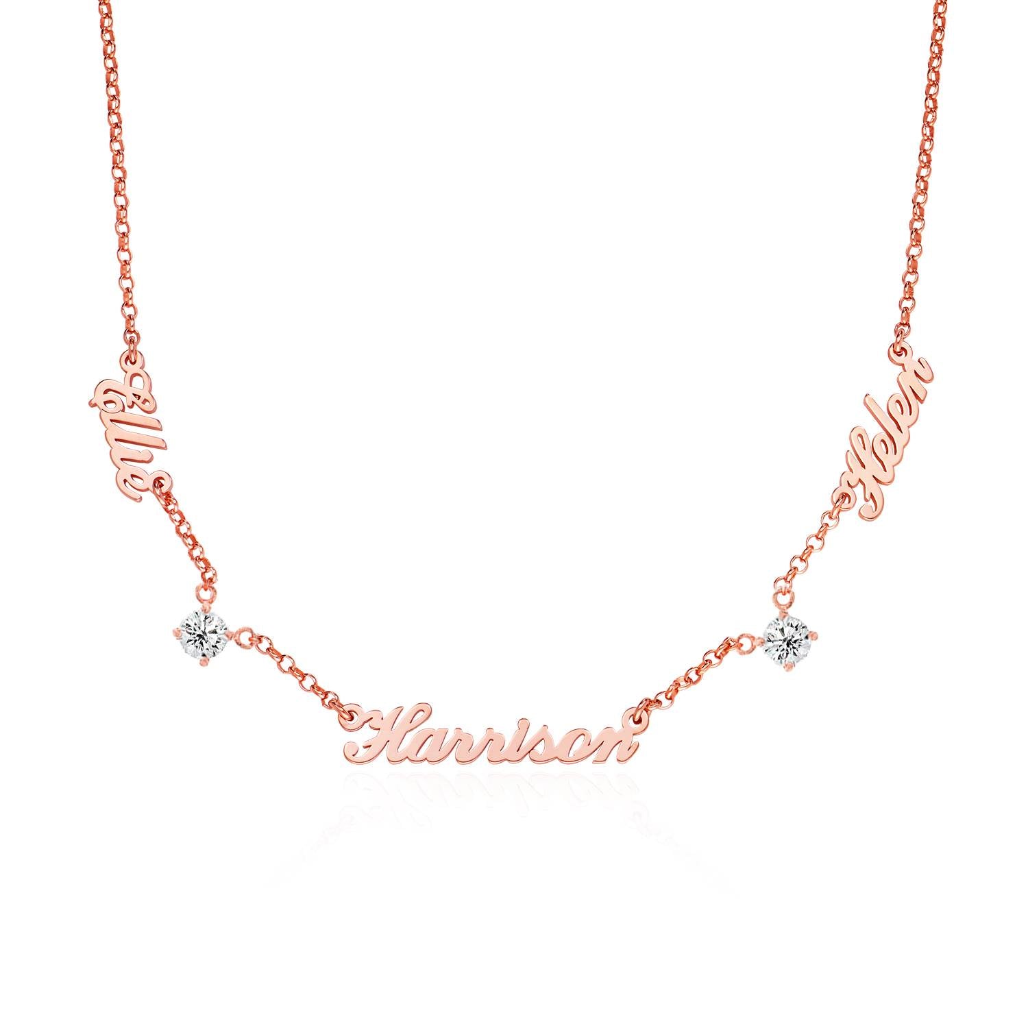 Heritage 0.30CT Diamond Multiple Name Necklace in 18K Rose Gold Plating