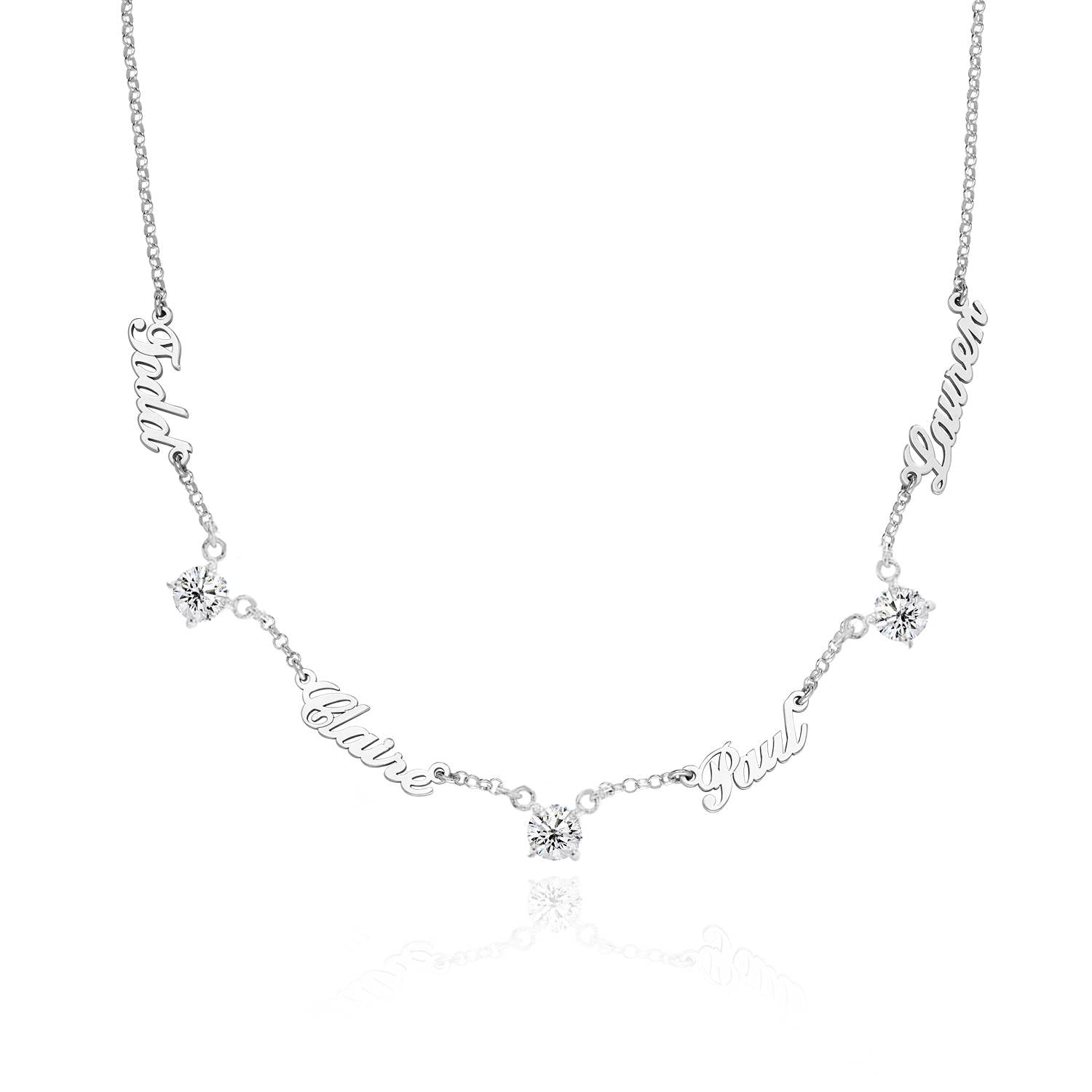 Heritage Multiple Name Necklace with 0.30CT Diamonds in Silver