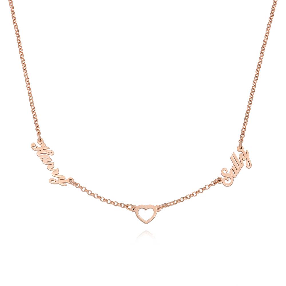 Heritage Heart Multi Name Necklace in 18K Rose Gold Plating