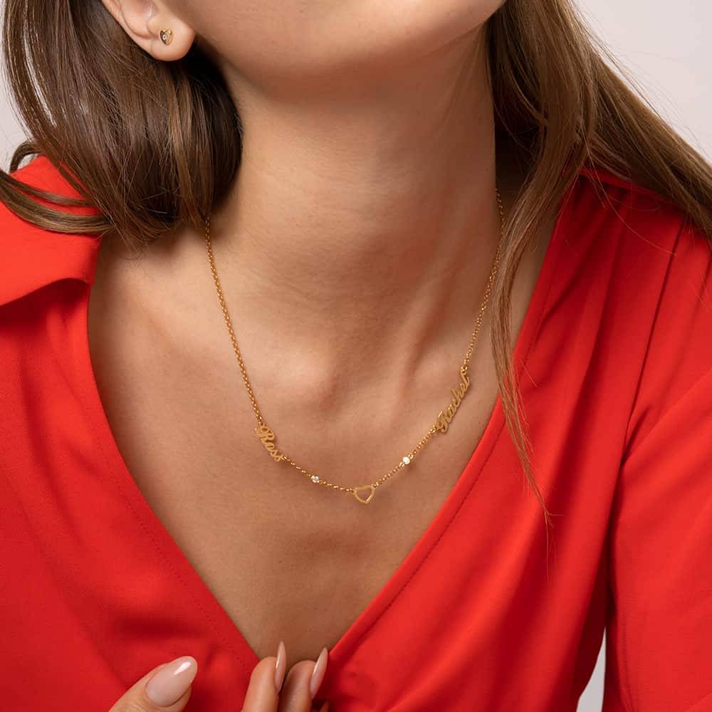 Heritage Heart Multi Name Necklace With Diamonds in 18K Gold Vermeil