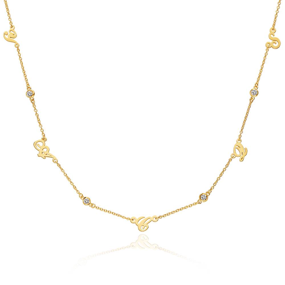 Heritage Multiple Initial Necklace with Diamonds in 18K Gold Plating