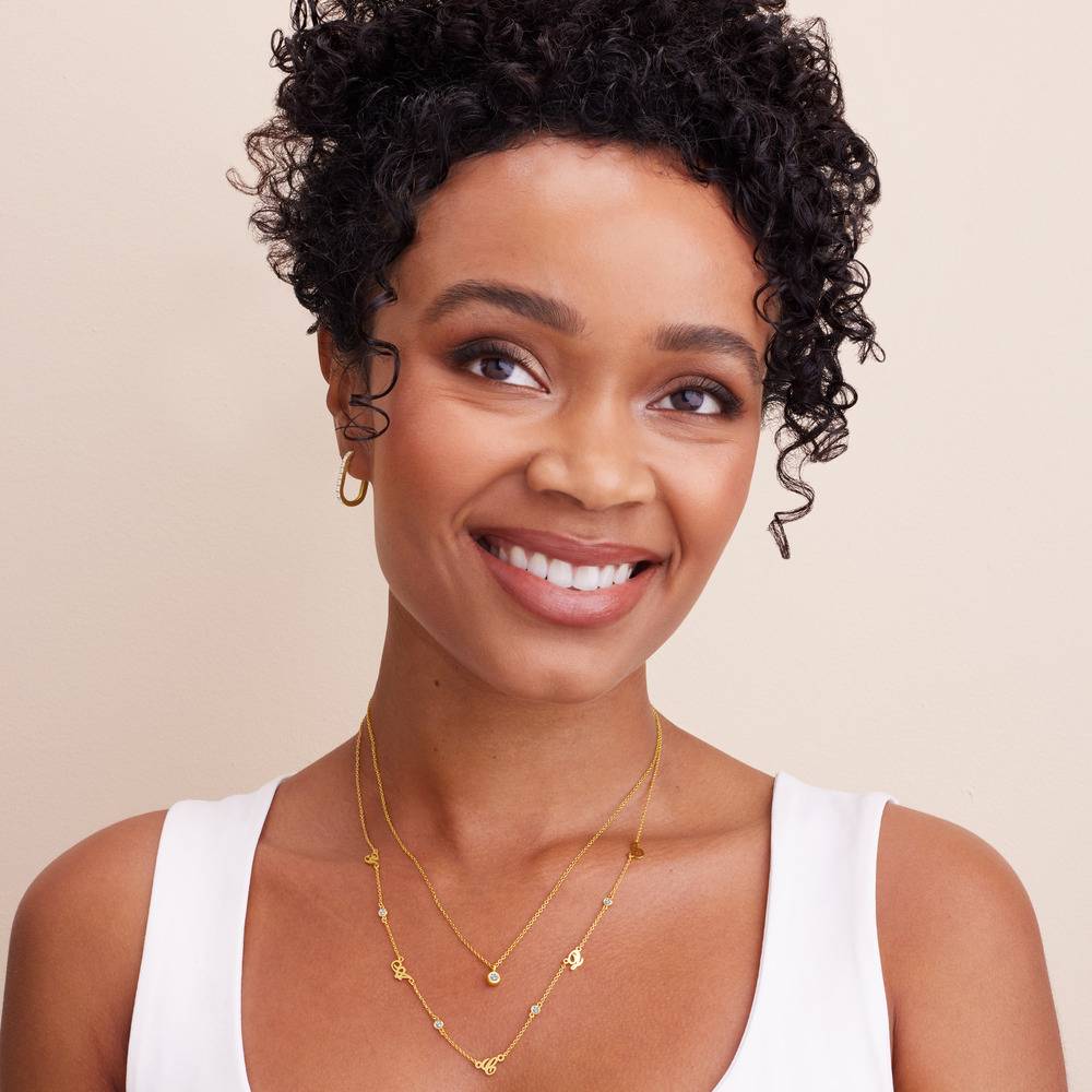 Heritage Multiple Initial Necklace with Diamonds in 18K Gold Vermeil