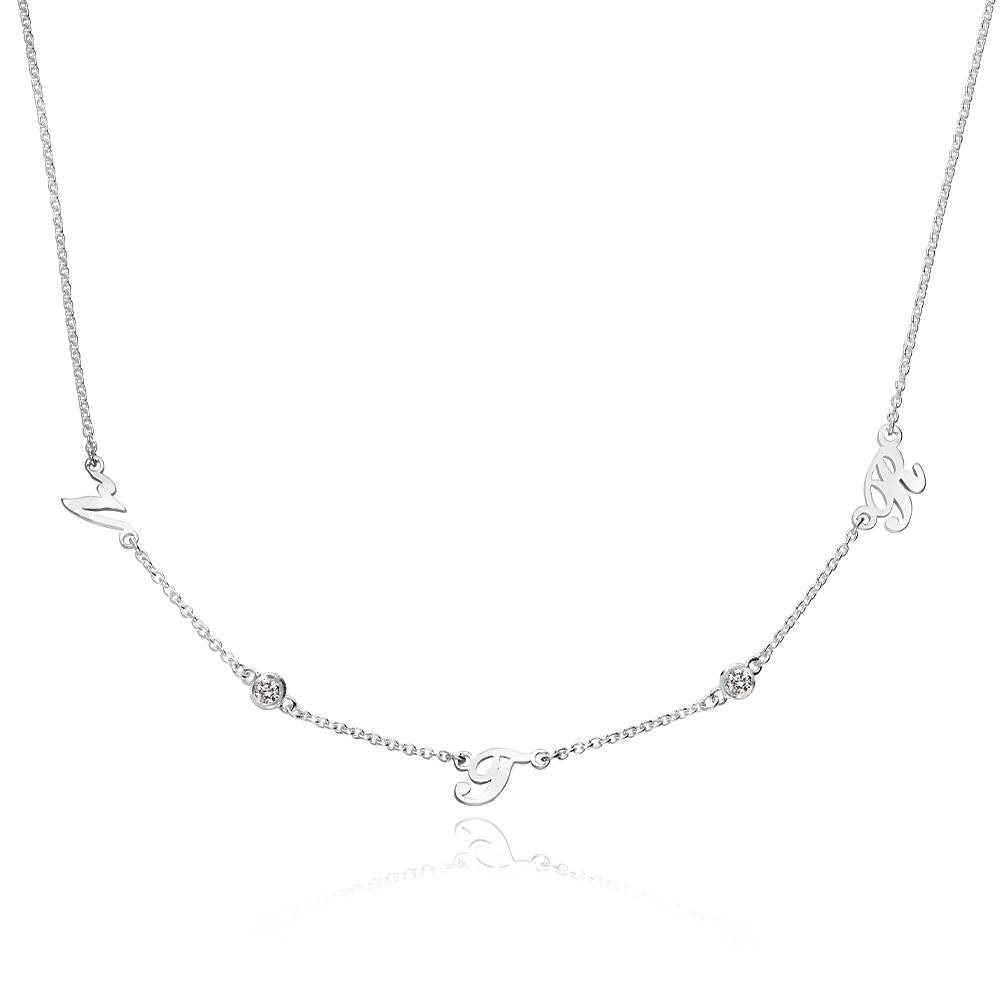 Heritage Multiple Initial Necklace with Diamonds in Sterling Silver