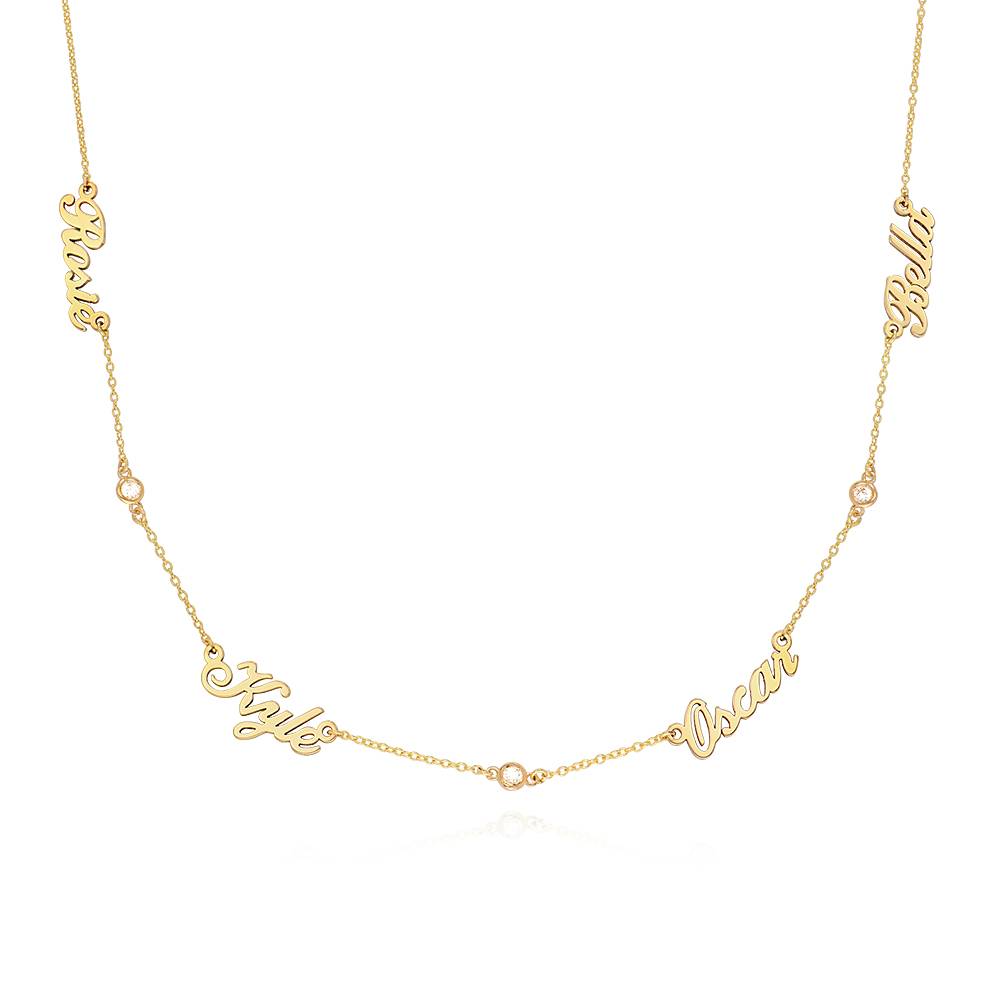 Heritage Multiple Name Necklace with Diamonds in 10K Solid Yellow Gold