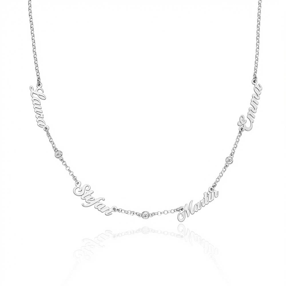 Heritage Multiple Name Necklace with Diamonds in Silver