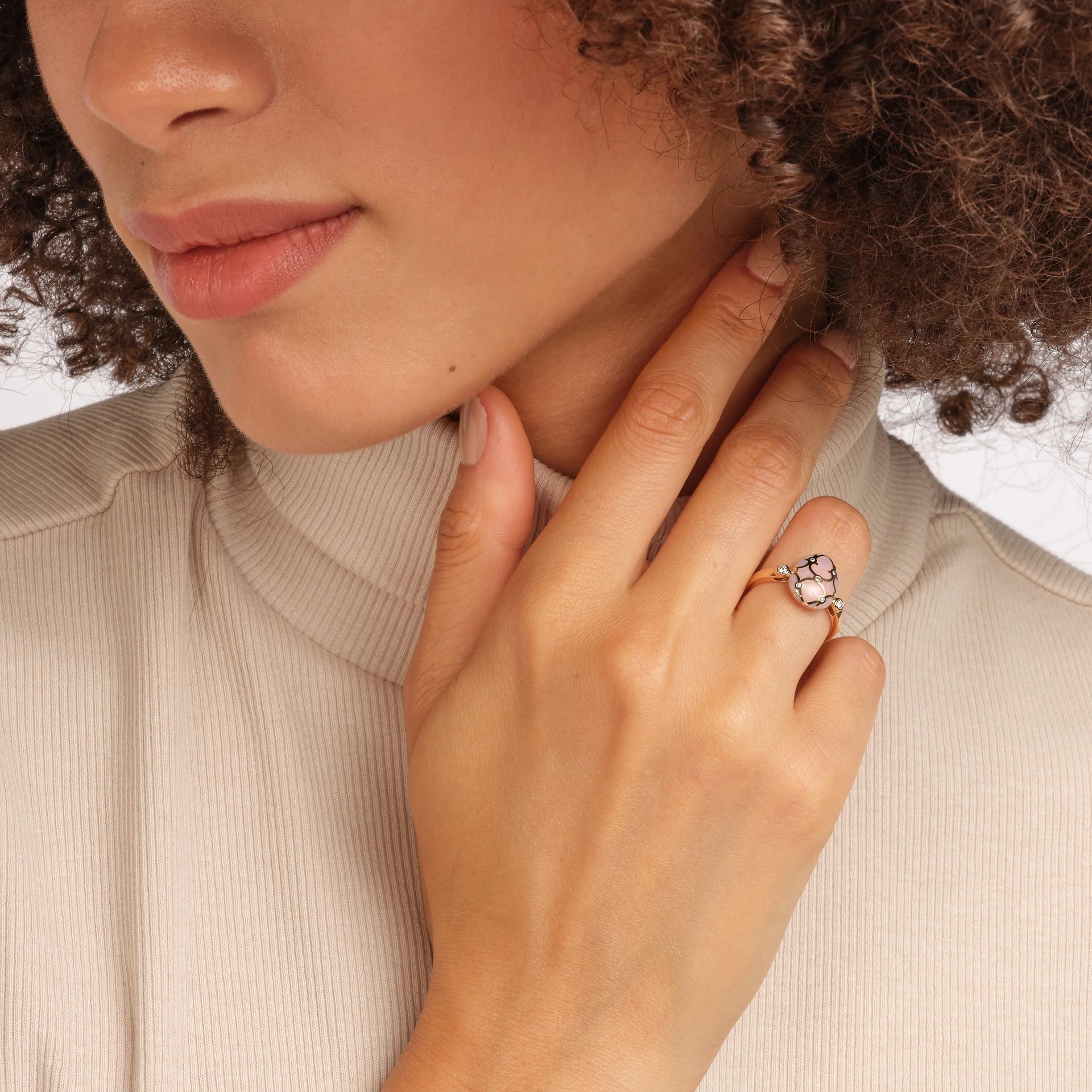 Guilloché Enamel Egg Ring