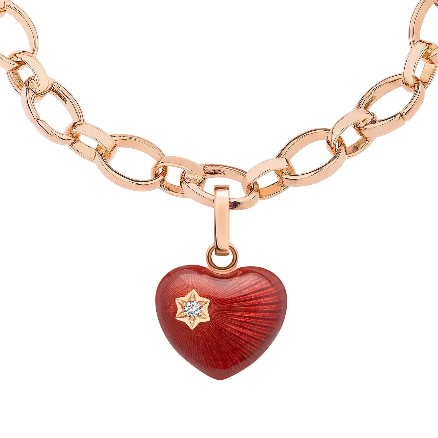 Guilloché Enamel Heart Charm
