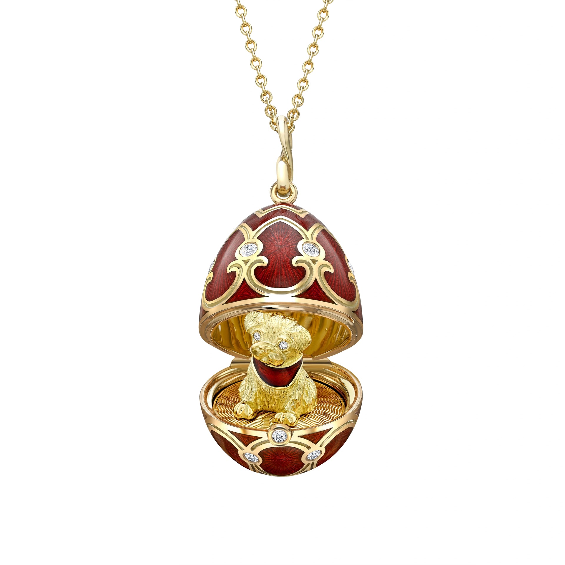 Guilloché Enamel Year of the Dog Surprise Locket